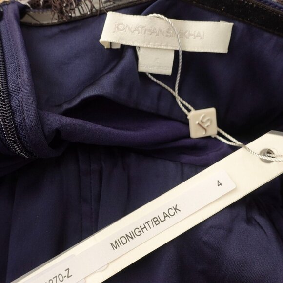 Jonathan Simkhai Dress 4 Silk Midi Slip Cocktail Blue Sheer Overlay Party $1,065 - Picture 4 of 16